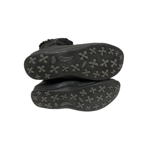 The North Face Primaloft Womens Fur Leather Mid Lace Up Snow Boots Black SZ 8.5 - Picture 4 of 6